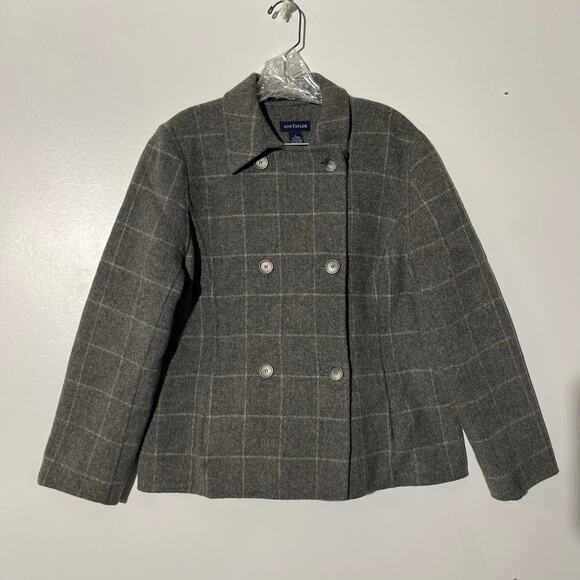 Ann Taylor Jackets & Blazers - Ann Taylor Plaid Gray Wool Outerwear Casual Coat Jacket Women’s Size Large
